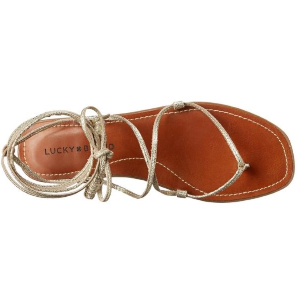 🆕 Lucky Brand Light Gold Binnie Ankle Tie Sandal