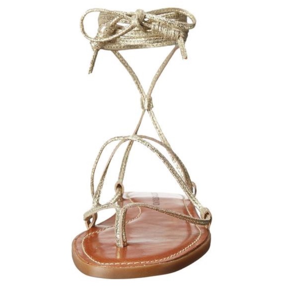 🆕 Lucky Brand Light Gold Binnie Ankle Tie Sandal - Picture 2 of 8