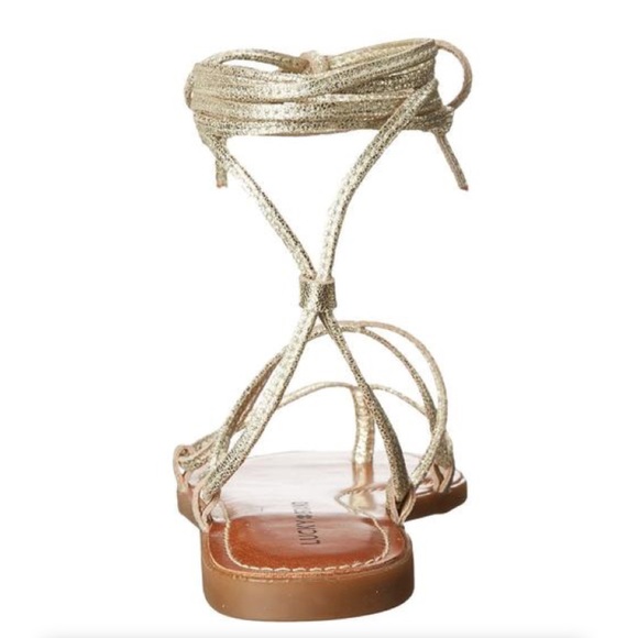 🆕 Lucky Brand Light Gold Binnie Ankle Tie Sandal - Picture 4 of 8