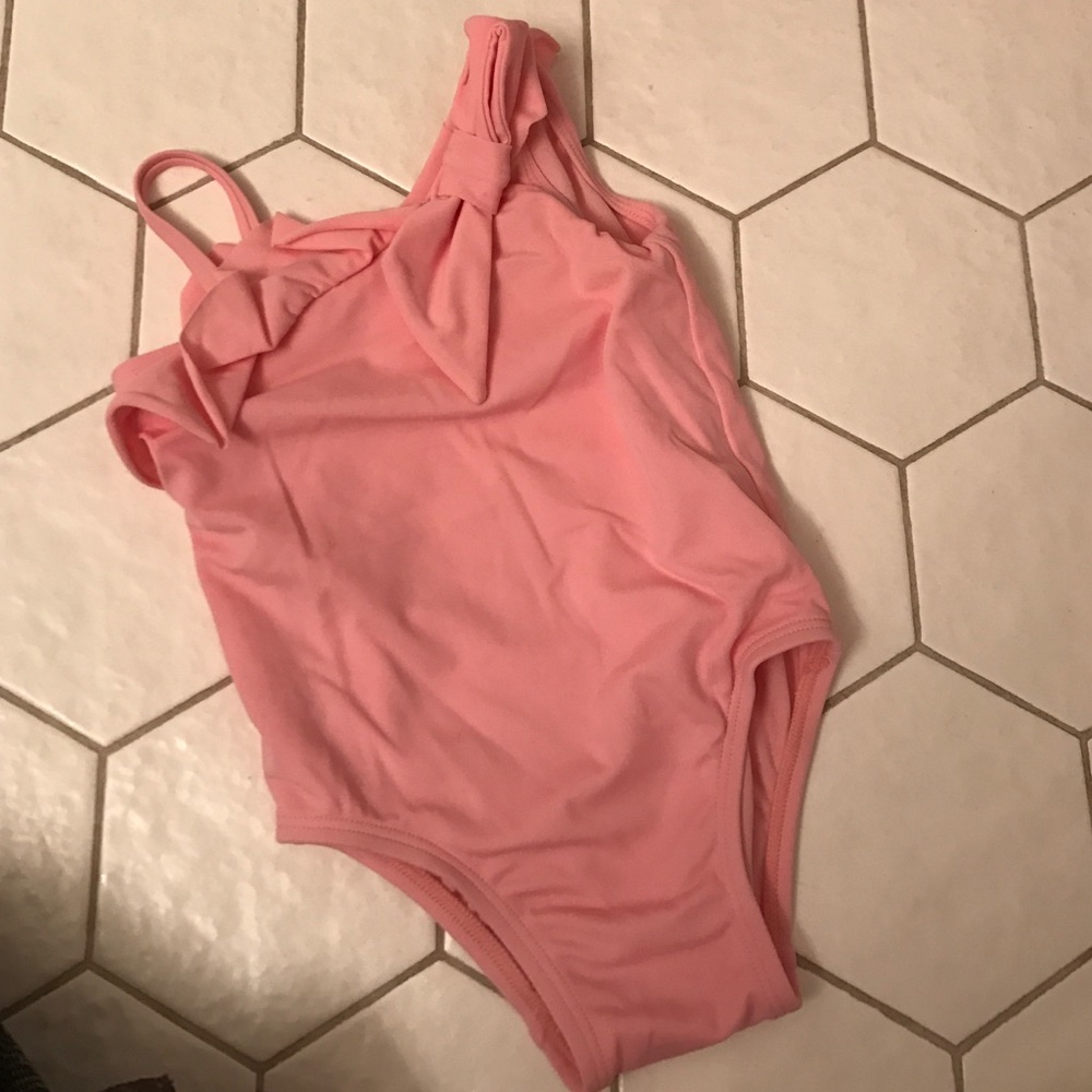 BabyGap pink bow one piece swim suit
