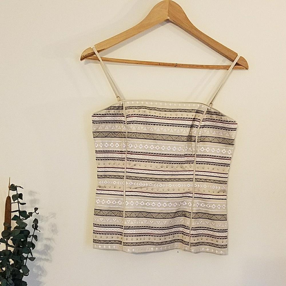 WHBM strapless embroidered top
