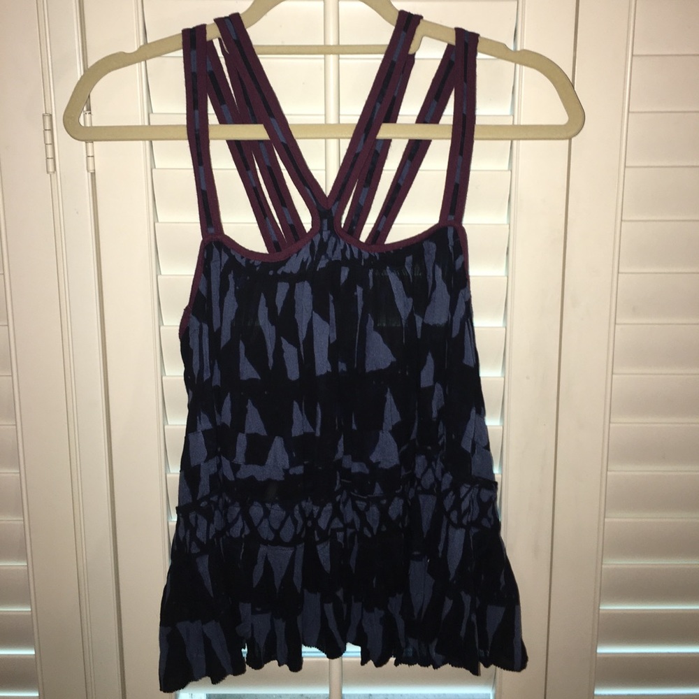 Free people strappy, navy print tank