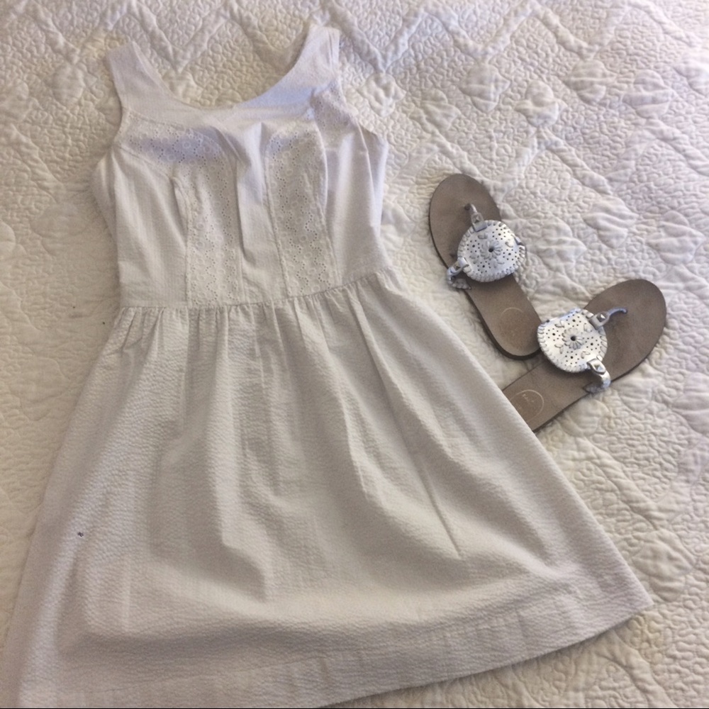 White seersucker and eyelet Lilly Pulitzer dress