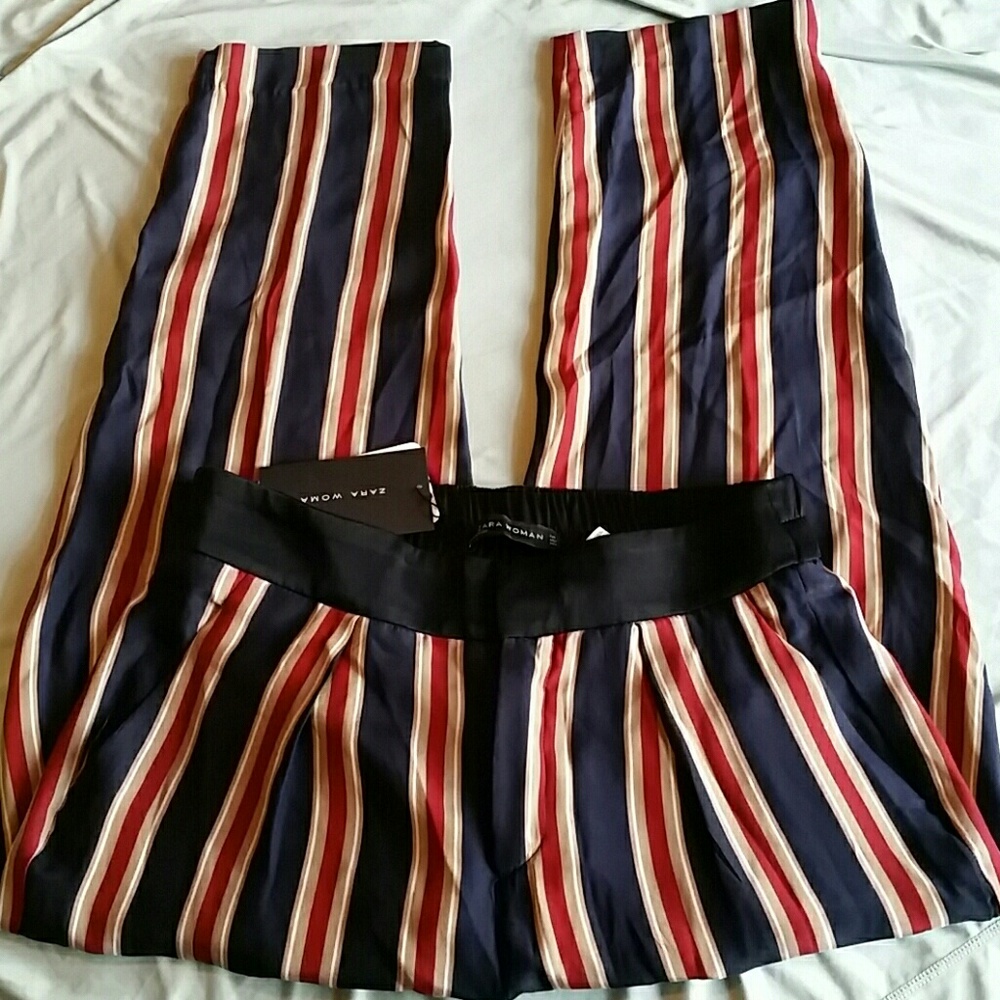 Zara Woman Striped Silk Crops size S NWT