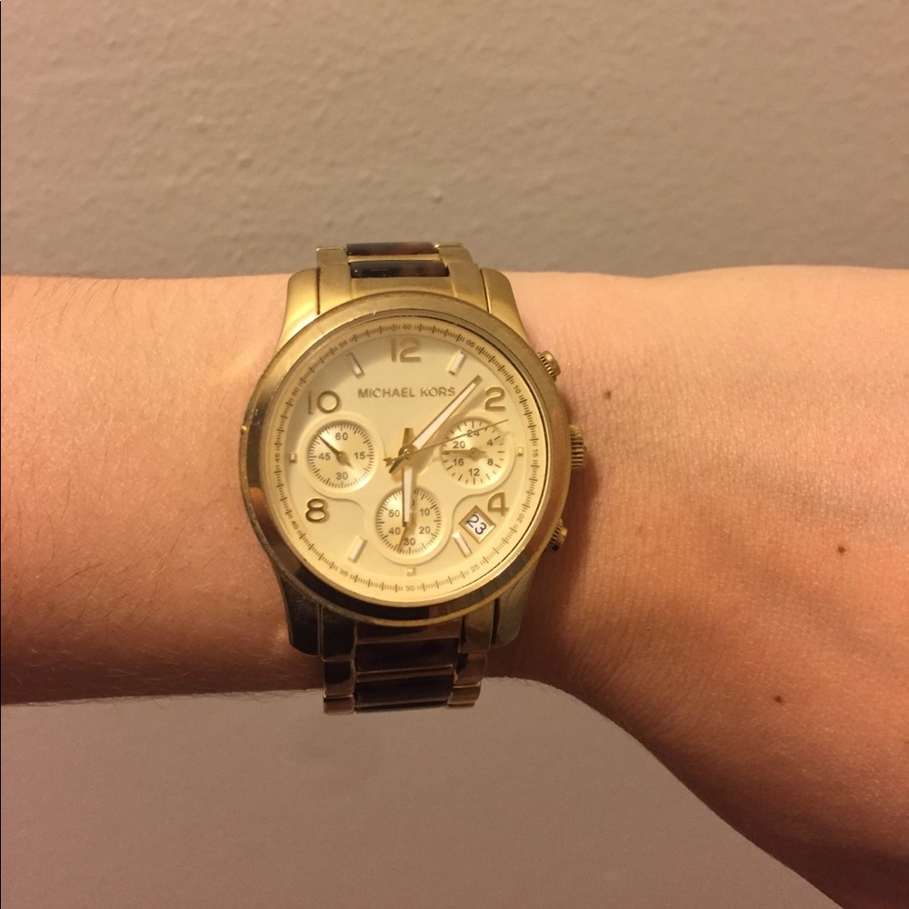 Michael Kors gold and tortoise watch