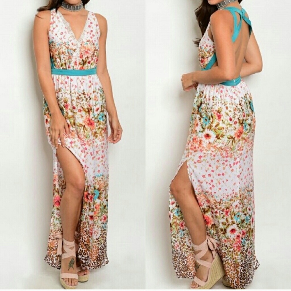 ▪️floral maxi dress with open back design▪️