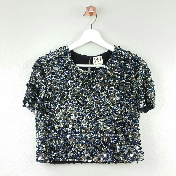 HAUTE HIPPIE mosaic sequin pailettes embellished - Picture 3 of 8