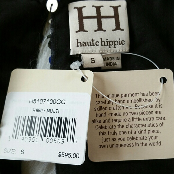 HAUTE HIPPIE mosaic sequin pailettes embellished - Picture 6 of 8