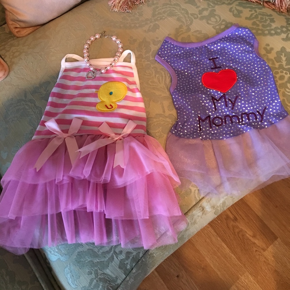 Dog or cat dress and necklace