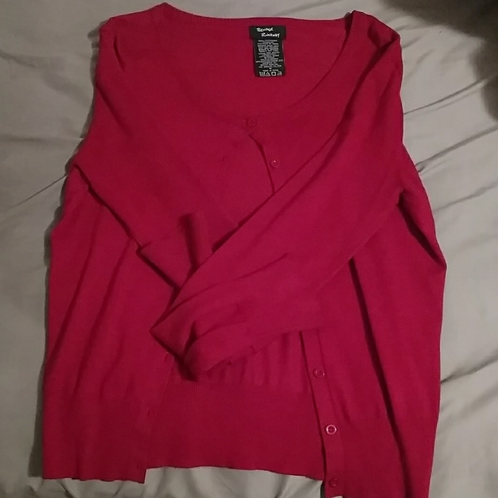 Red cardigan