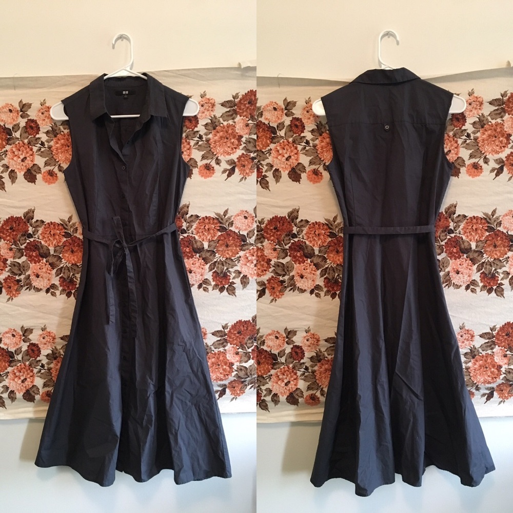 UNIQLO charcoal sleeveless shirt dress size S