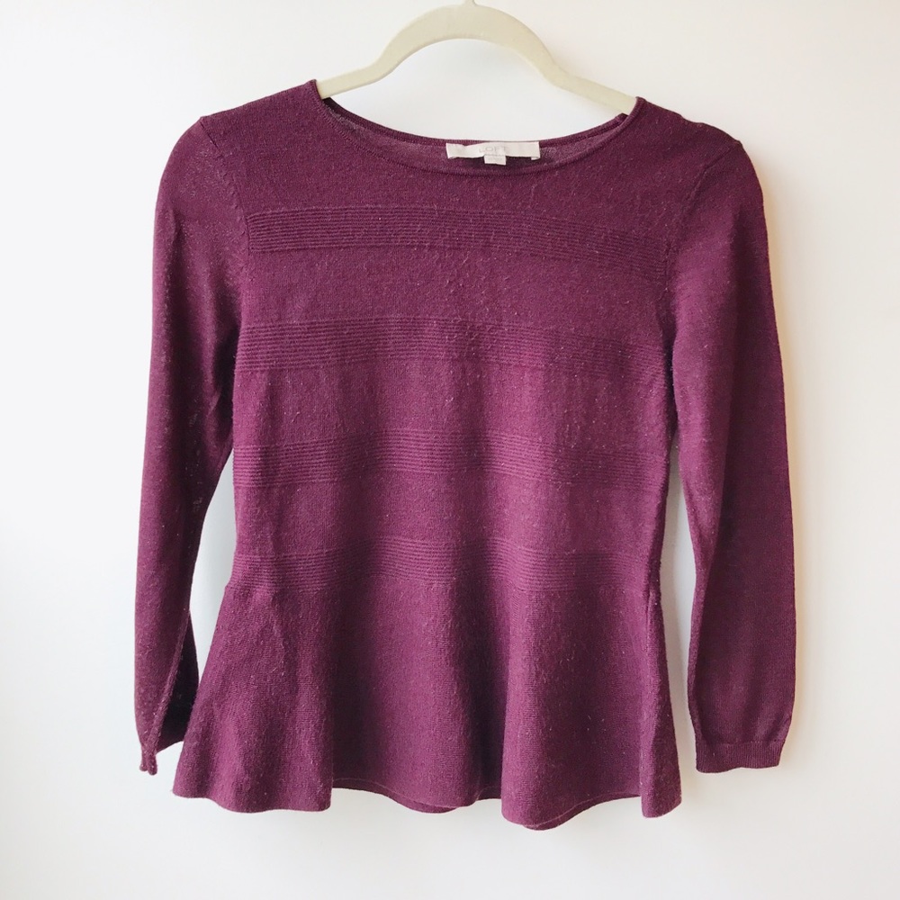 loft | maroon peplum sweater top