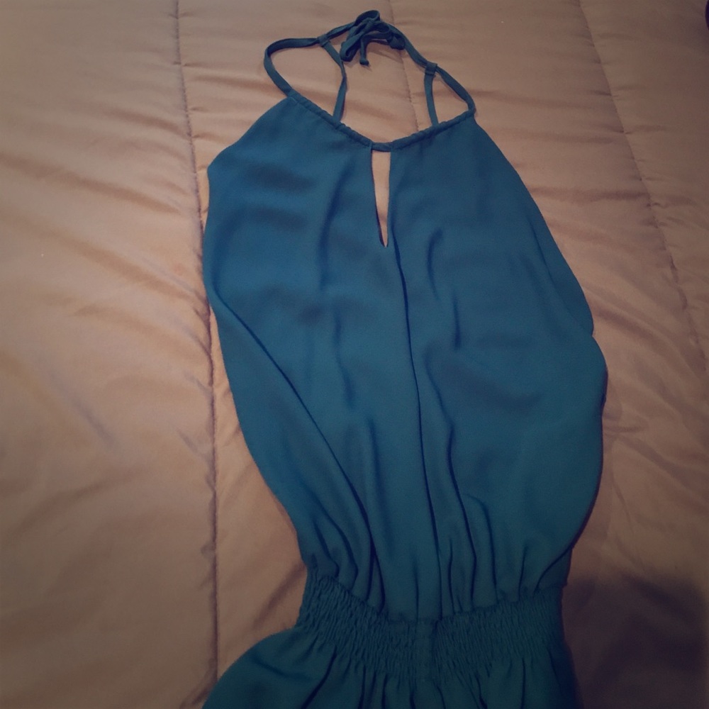 Marciano teal jumpsuit w/ flared bottoms