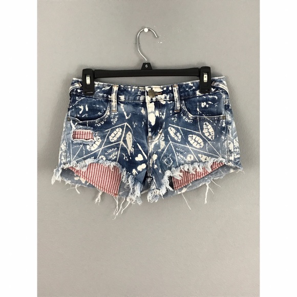 Free People Pants - Free People Acid Wash Leaf Design Cut Offs