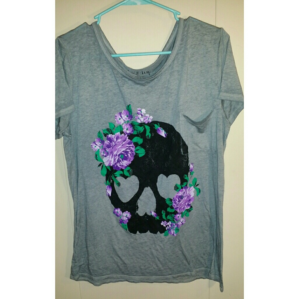 Floral Skull Grey T-shirt