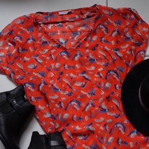 LUSH orange batwing flowy loose top