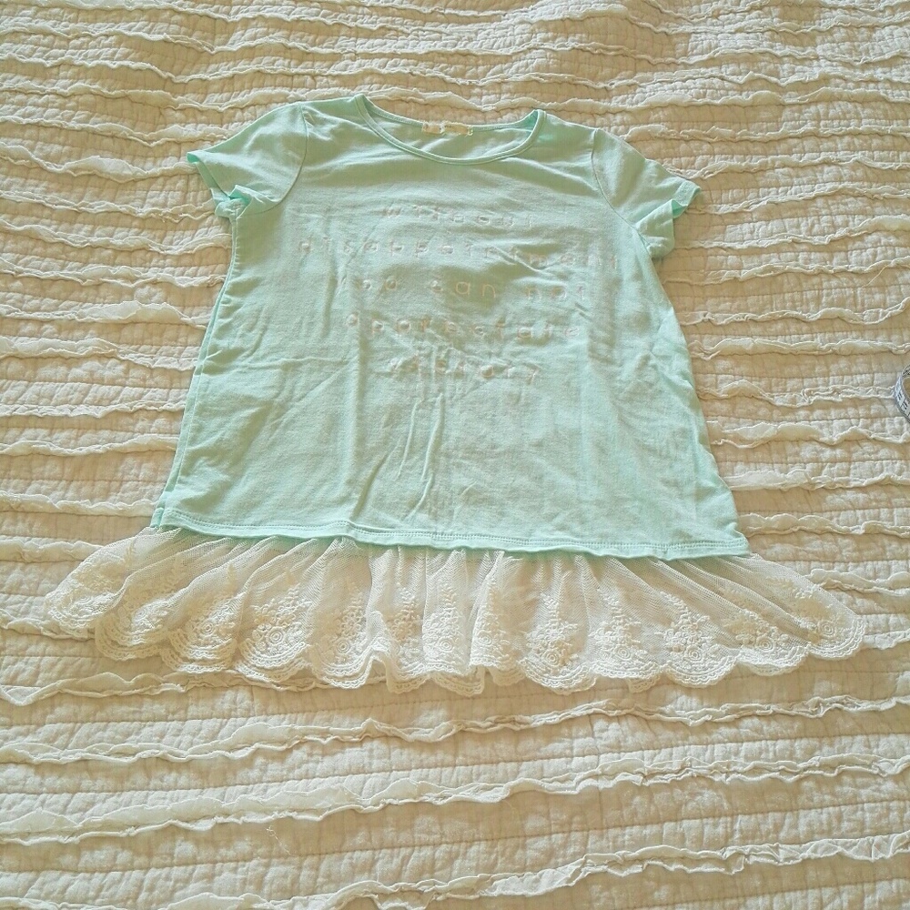 Soprano Mint Green Girls Lace Tops