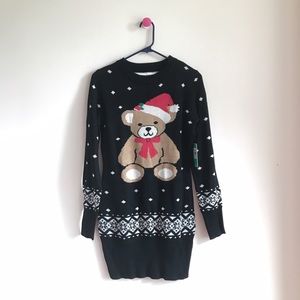 Tipsy Elves black teddy bear sweater dress NWT
