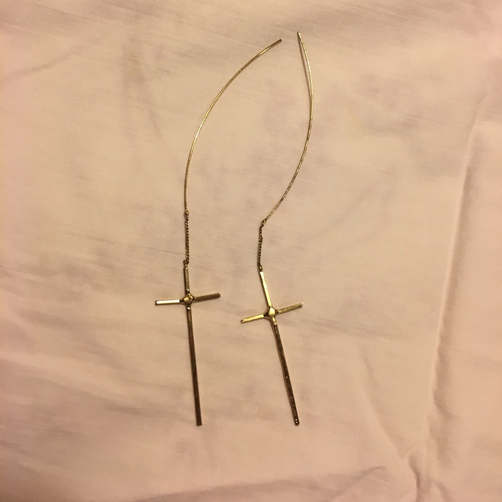 Gold Cross Earrings