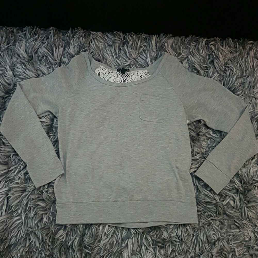 Gray long sleeve with knit back