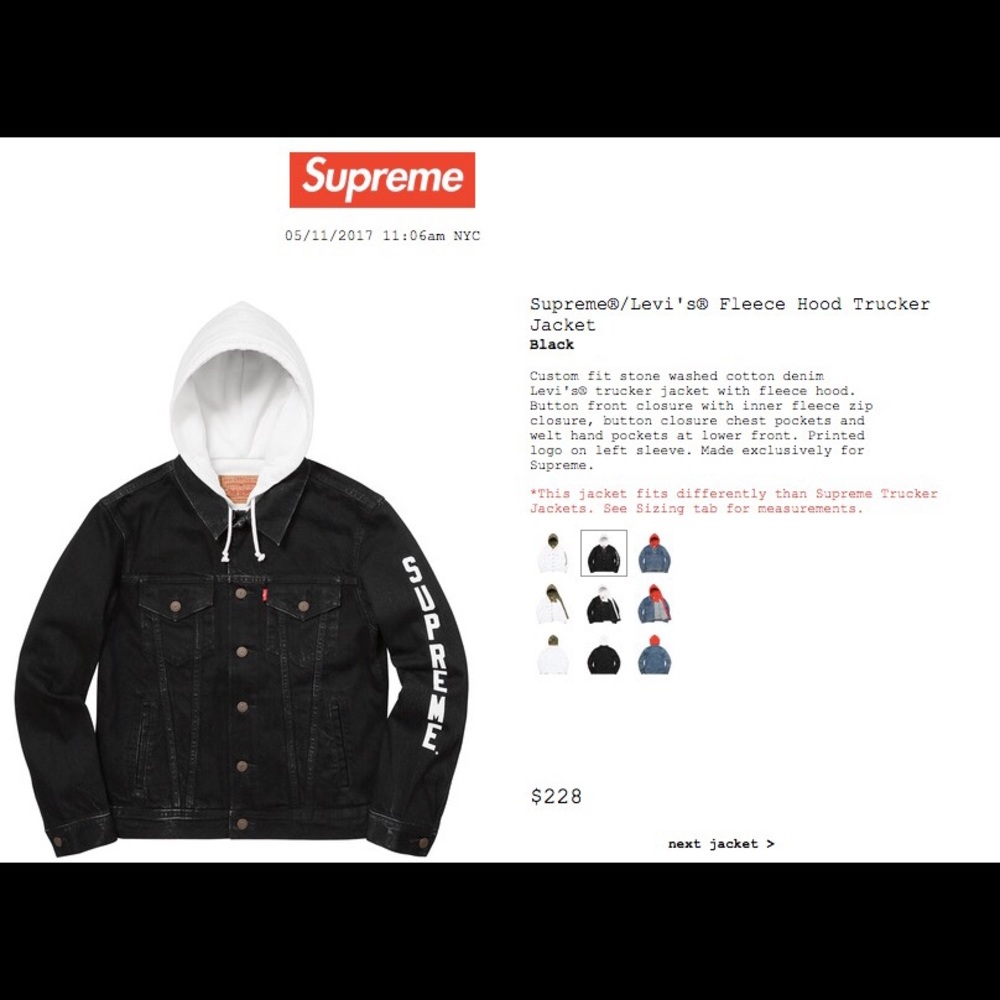 Supreme & Levi's Fleece Hood Trucker Jacket