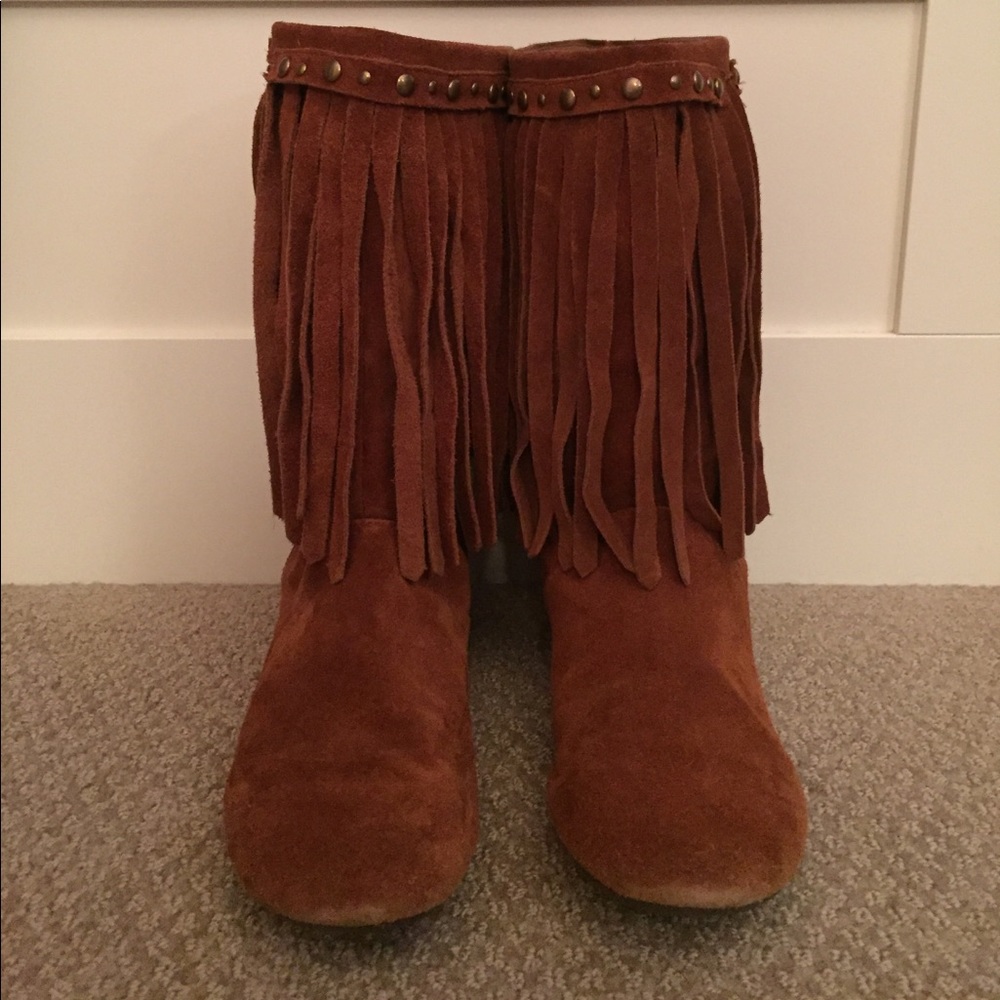 Tan Aldo Fringe Boots