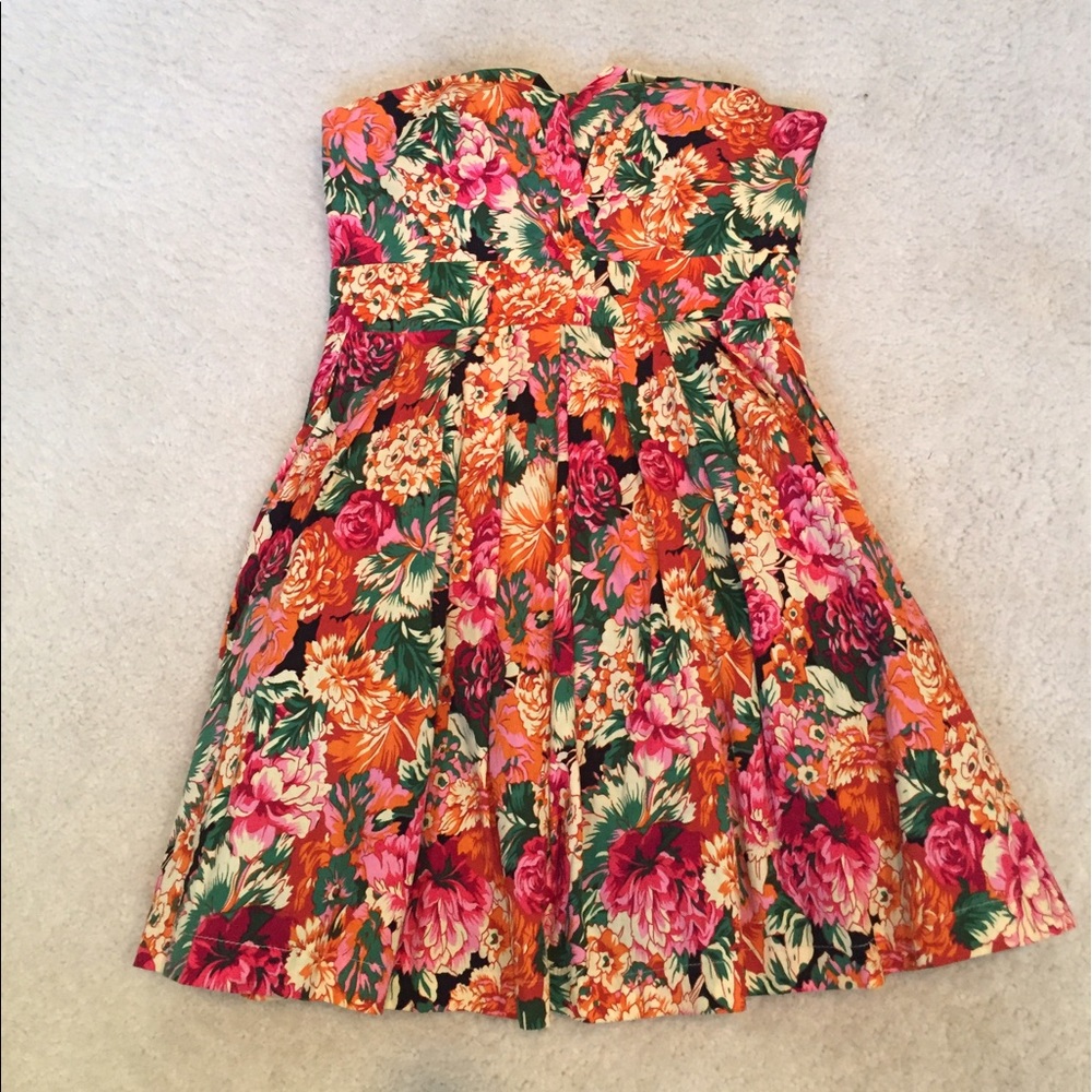 Strapless floral dress
