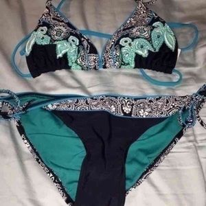 Floral turquoise bathing suit