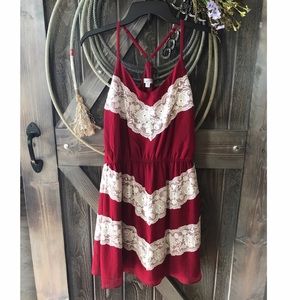 Red summer dress.