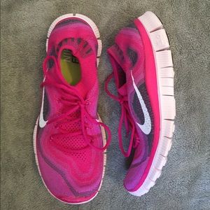 Pink Nike Freeflyknit Sneakers