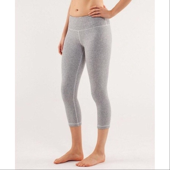 lululemon athletica Pants - Lululemon Wunder Under Crop Ghost Herringbone Gray