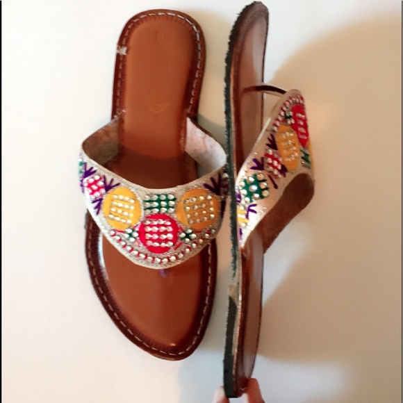 Beautiful White Embellished Indian Flats - Picture 2 of 4