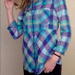 Long sleeve blue/purple flannel shirt