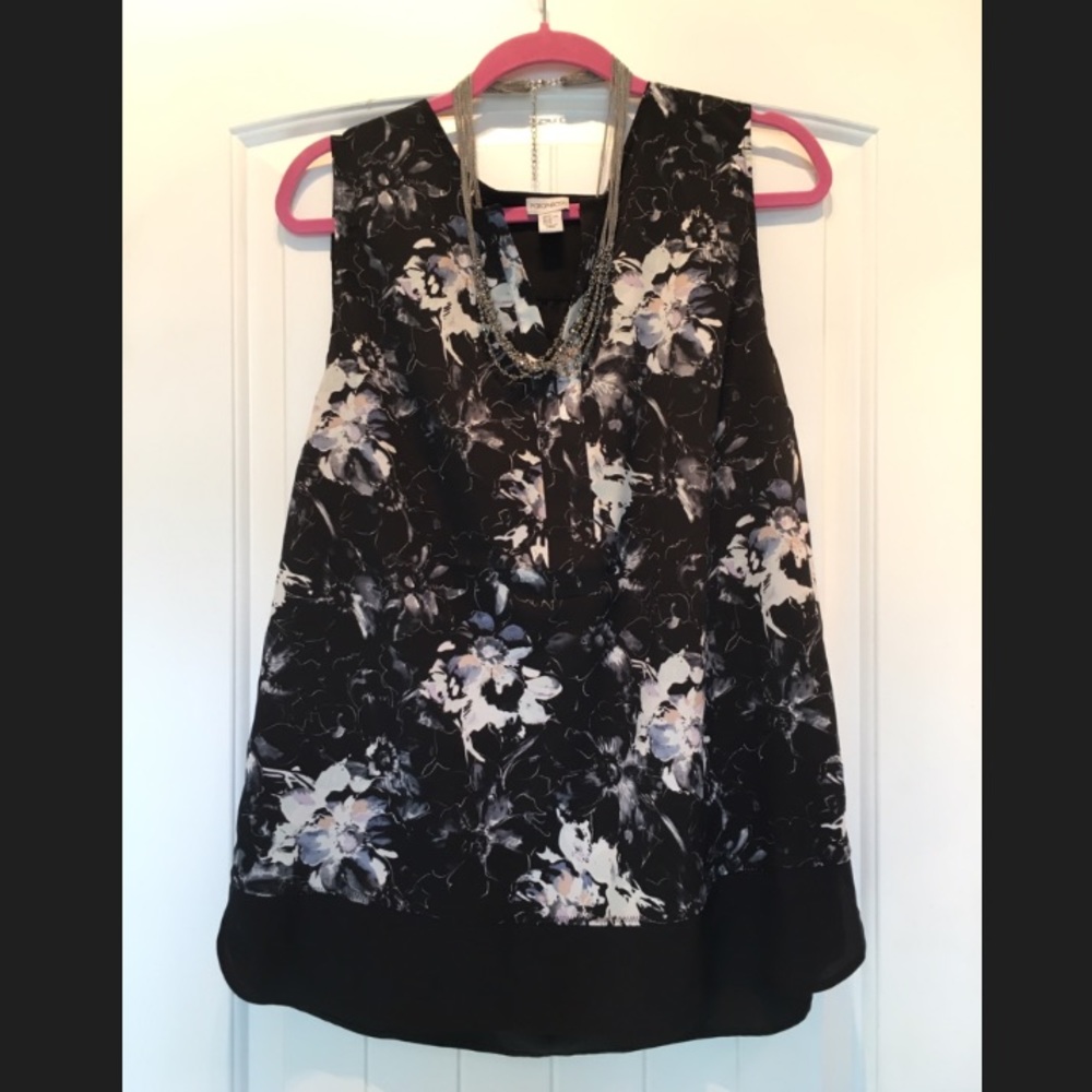 🦋Sleeveless Summer Floral Black Long Blouse Top