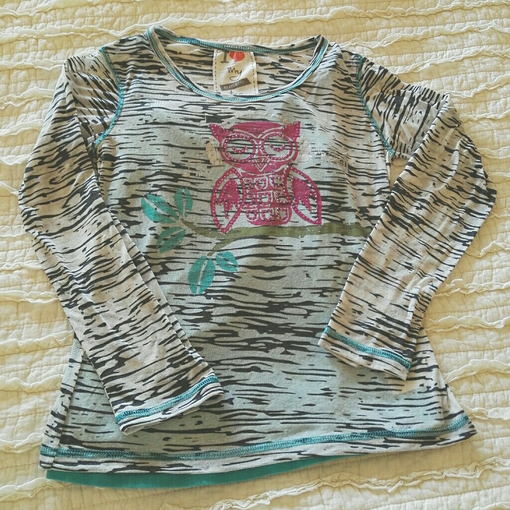Animal Print Girls Long Sleeve Shirt w/ Cami