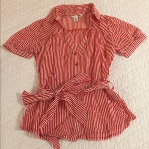 Red and White Striped Blouse