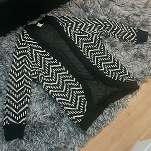 Black and white knit cardigan