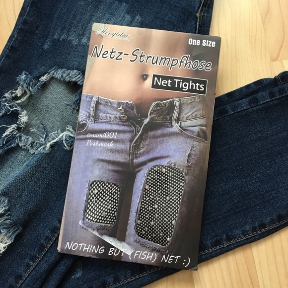 Sparkly Rhinestone Fishnet Stockings Black NIP OS - Picture 8 of 8