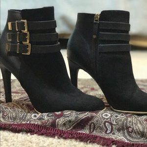 Black and gold Sam and Libby high heel boots