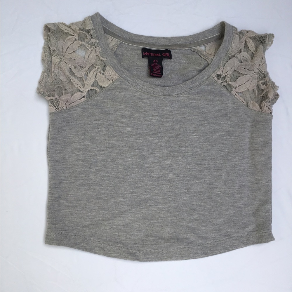 Girls Material Girl Crop top size XS lace sleeve