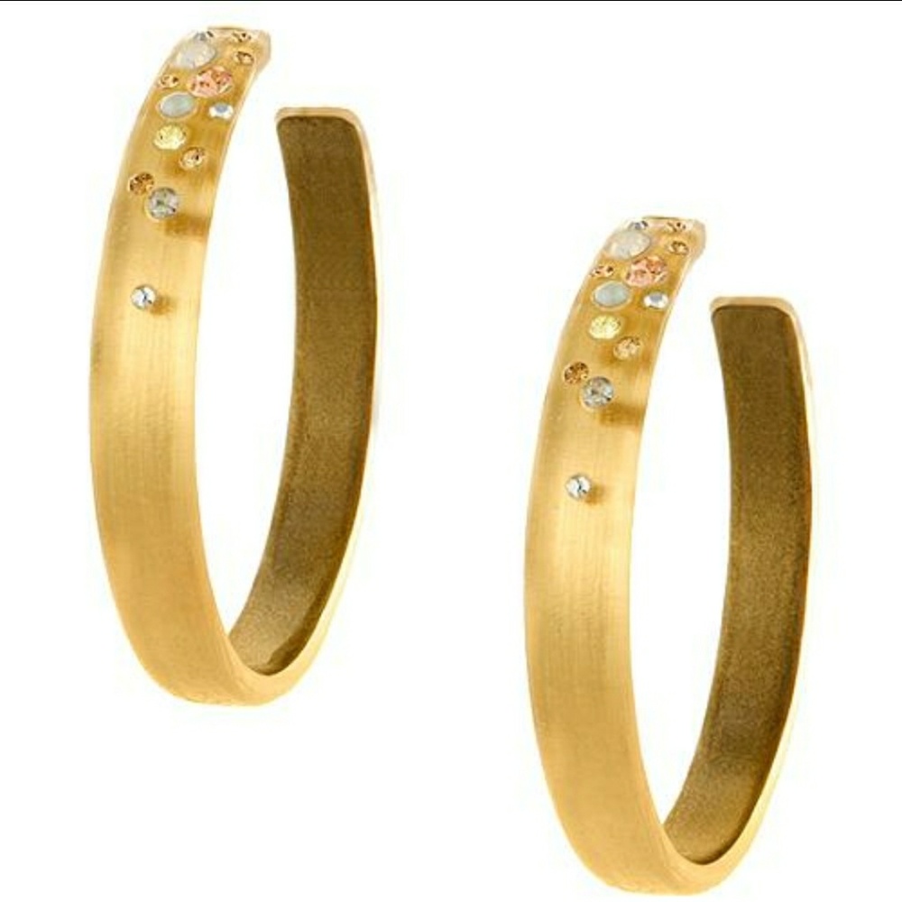 Alexis Bittar Large Gold Moon Dust Hoop Earrings