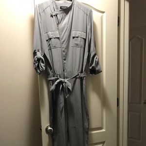 Grey drop crotch jumpsuit