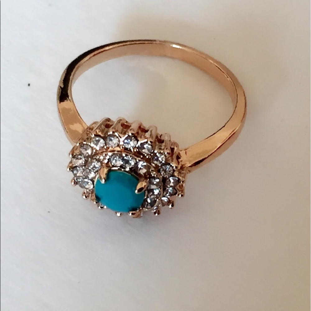 25% off 💍 Turquoise stone Gold and Zircon Ring - Picture 4 of 6