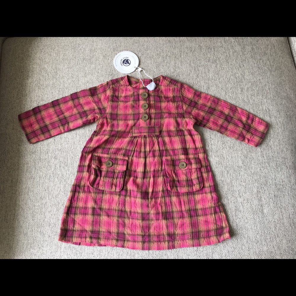 Petit Bateau plaid dress 12 months