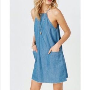 BDG High neck chambray dress