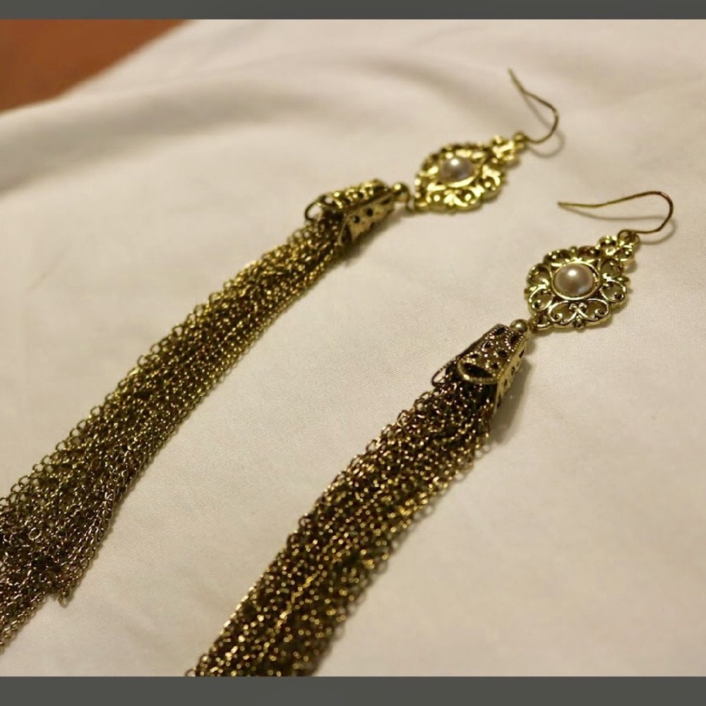 Gold chain earrings