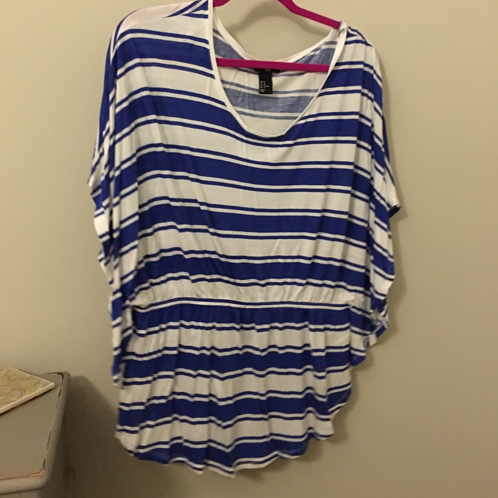 Blue and white striped top