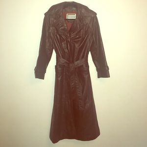 Vintage Suburban Heritage dark leather trench coat