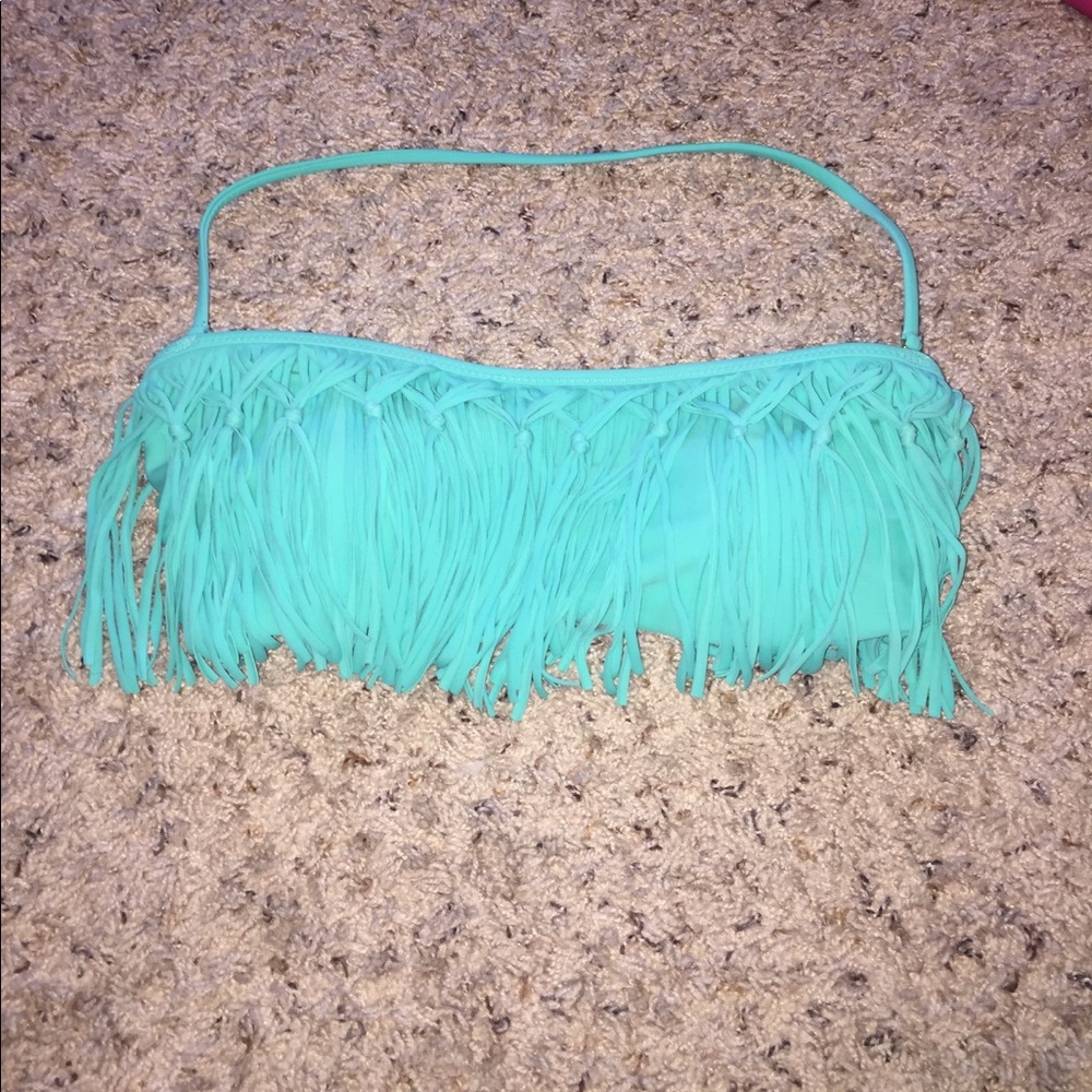 Fringe bandeau swimsuit top