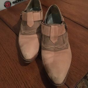 Tan suede ankle booties